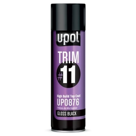 U-Pol U-POL Products UP0878 450 ml Trim No. 11 High Build Top Coat Premium Aerosol - Satin Black UPL-UP0878